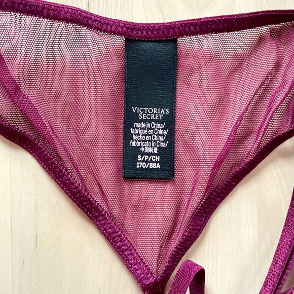 Victoria's Secret Women's Burgundy Lacey Sheer One Piece Lingerie Bodysuit sz SM - Picture 6 of 6